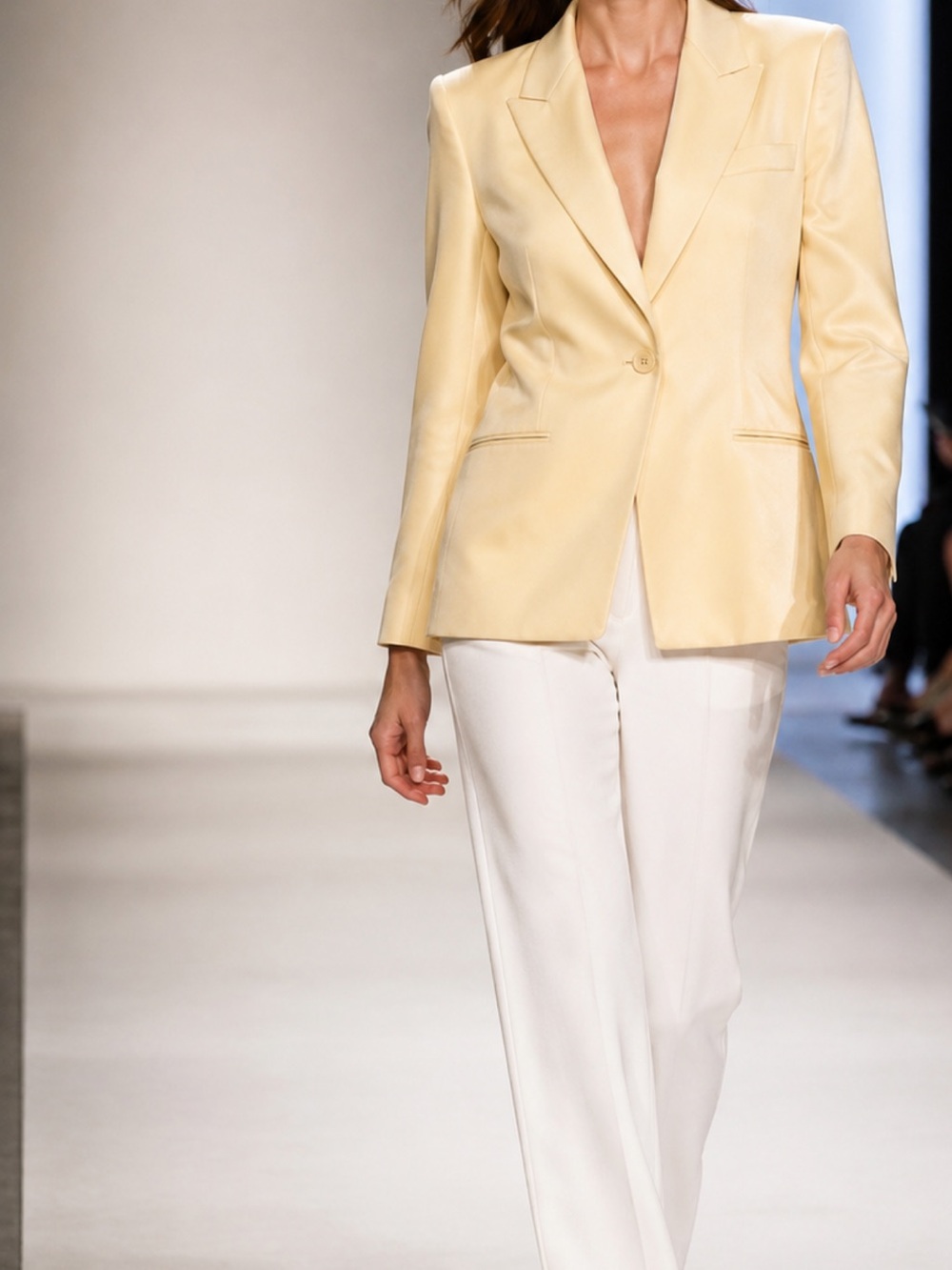 Ellen Tracy Soft Yellow Single-Button Blazer